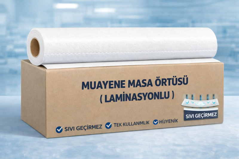 Muayene Masa Örtüsü Laminasyonlu 50 metre-En:51 cm (Lamineli) – 2 katlı