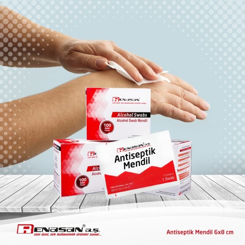 Antiseptik Dezenfektan Mendil 6 cm × 8 cm – 100’lü Kutu