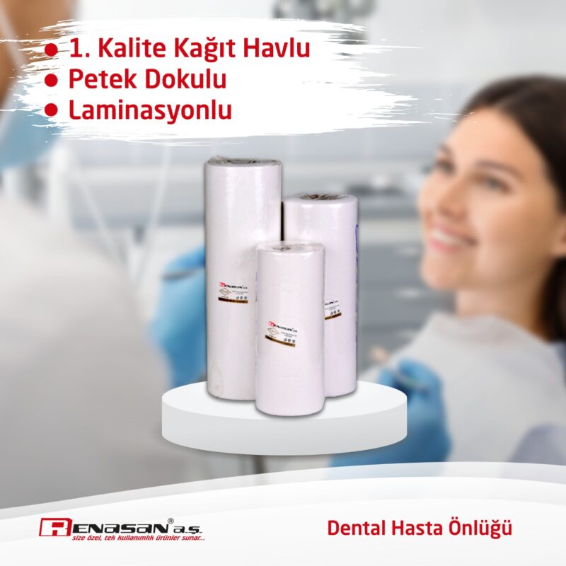 Dental Hasta Önlüğü-Dişçi Hasta Önlüğü 50’li Rulo BEYAZ (55x60cm)