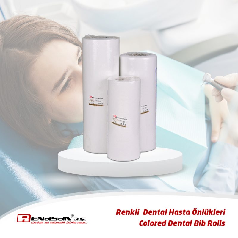 Dental Hasta Önlüğü-Dişçi Hasta Önlüğü 100’lü Rulo RENKLİ (33x45cm)